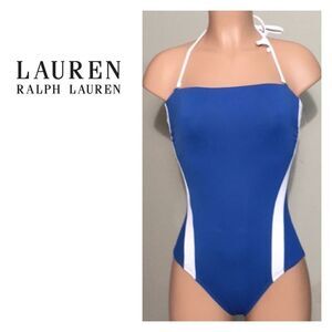 Blue and white swimsuit. New